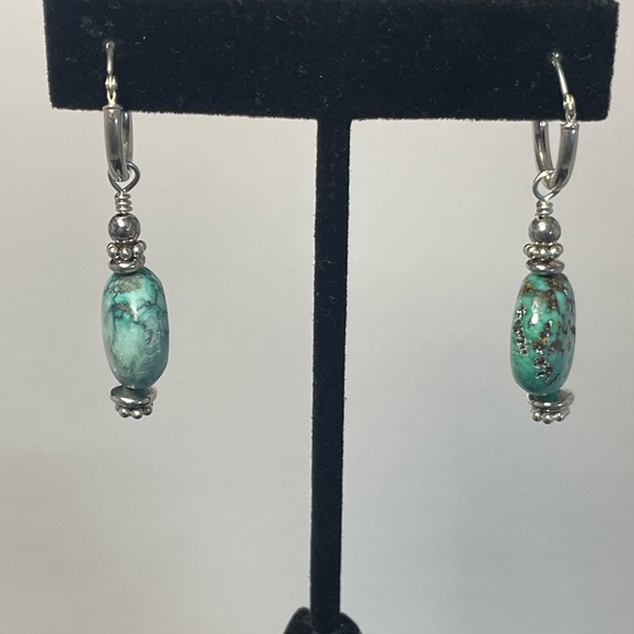 Vintage Sterling Silver, Blue Beads and Smoky Quartz necklace and earrings - Picture 4 of 9